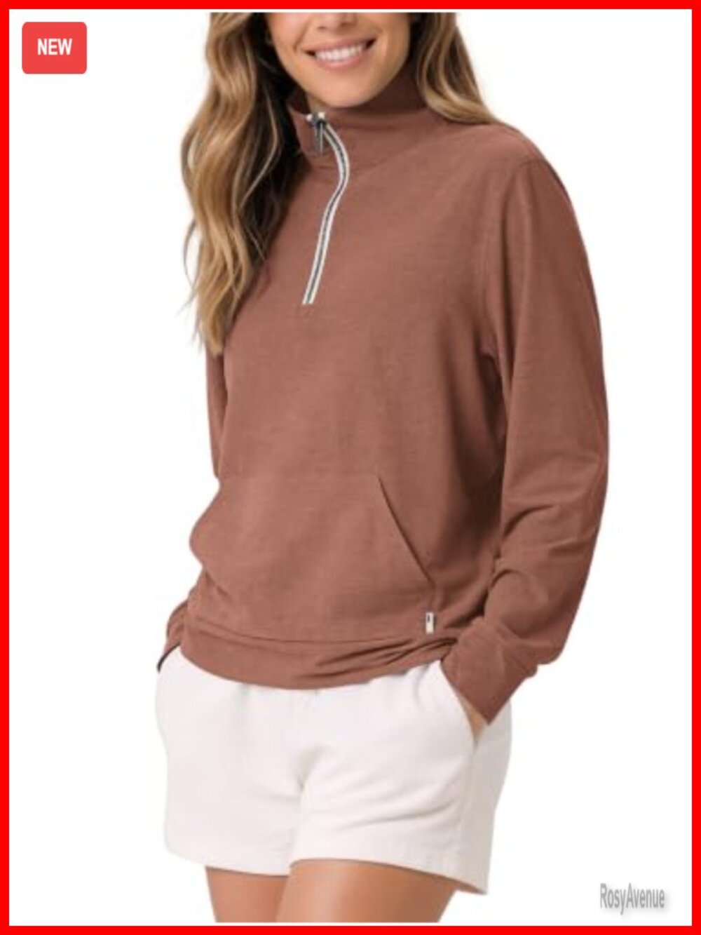 Women's Half Zip Sweatshirt Ultra Soft Mock Neck Kangaroo Pocket Pullover